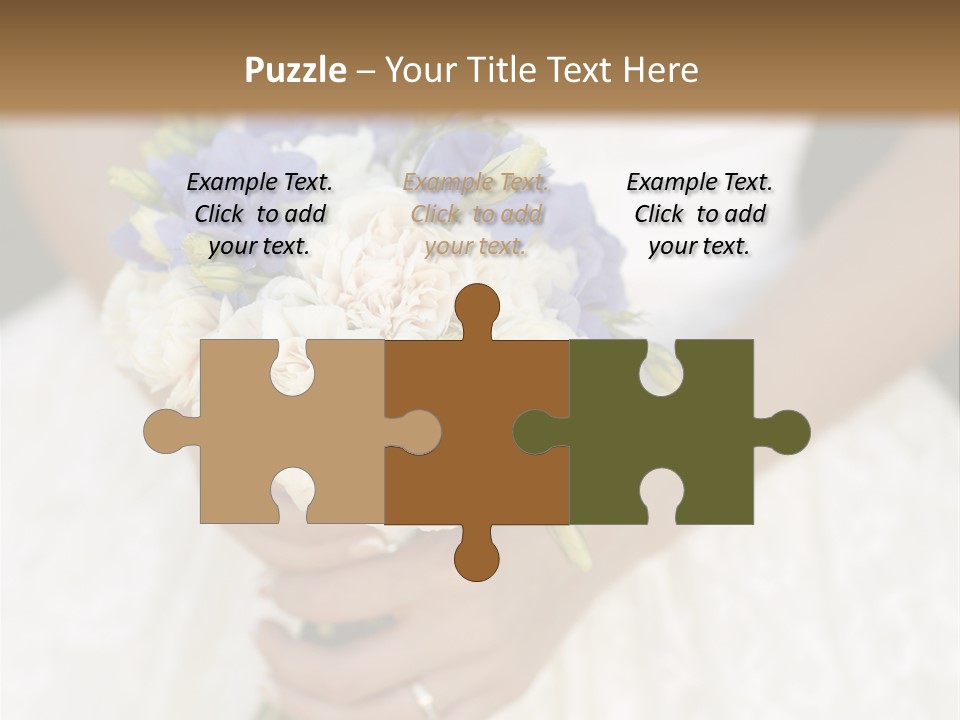 A Woman In A Wedding Dress Holding A Bouquet Of Flowers PowerPoint Template