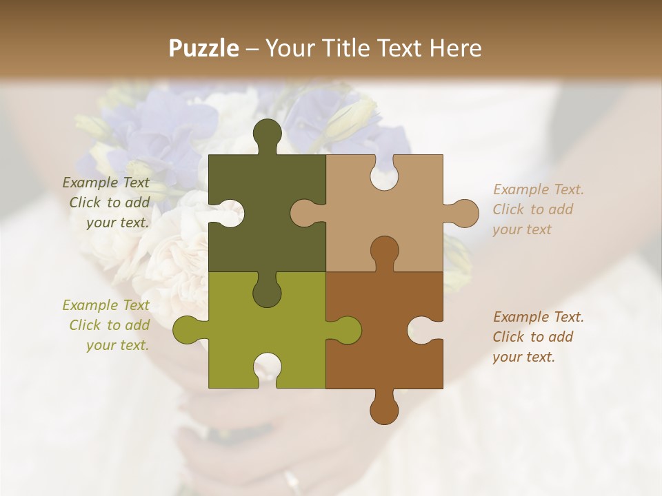 A Woman In A Wedding Dress Holding A Bouquet Of Flowers PowerPoint Template