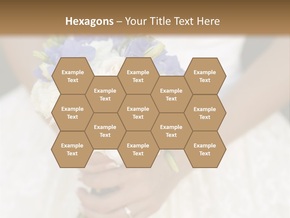 A Woman In A Wedding Dress Holding A Bouquet Of Flowers PowerPoint Template