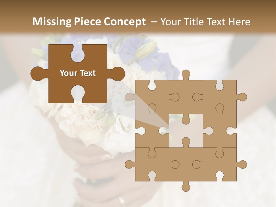 A Woman In A Wedding Dress Holding A Bouquet Of Flowers PowerPoint Template