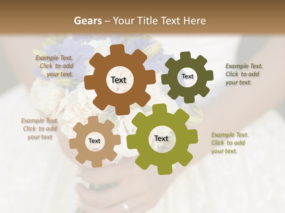 A Woman In A Wedding Dress Holding A Bouquet Of Flowers PowerPoint Template