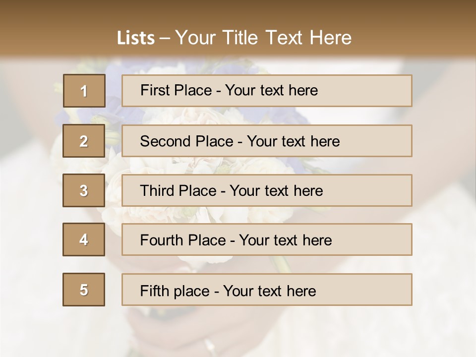 A Woman In A Wedding Dress Holding A Bouquet Of Flowers PowerPoint Template