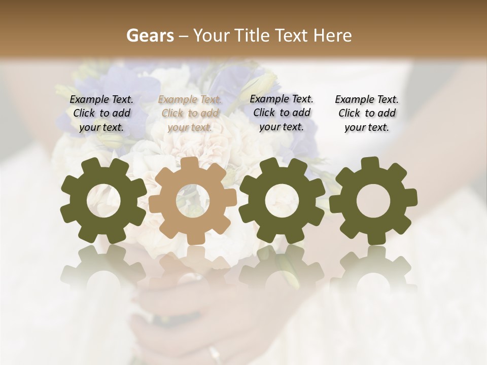 A Woman In A Wedding Dress Holding A Bouquet Of Flowers PowerPoint Template