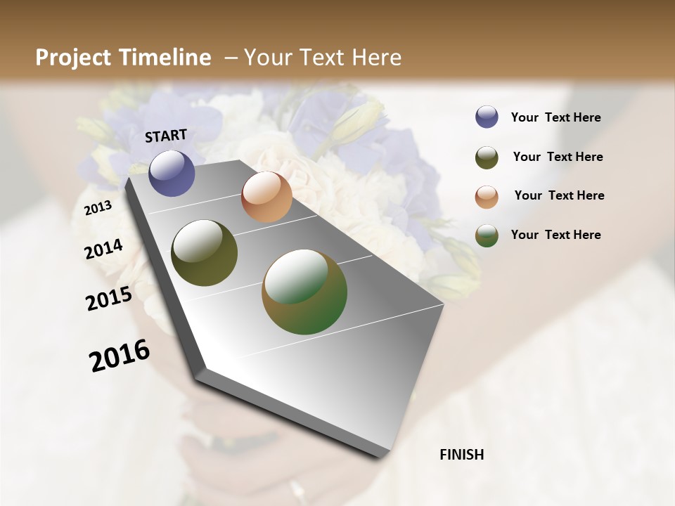 A Woman In A Wedding Dress Holding A Bouquet Of Flowers PowerPoint Template