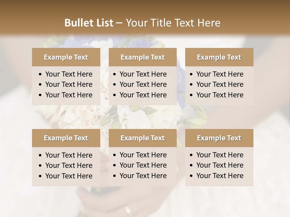 A Woman In A Wedding Dress Holding A Bouquet Of Flowers PowerPoint Template