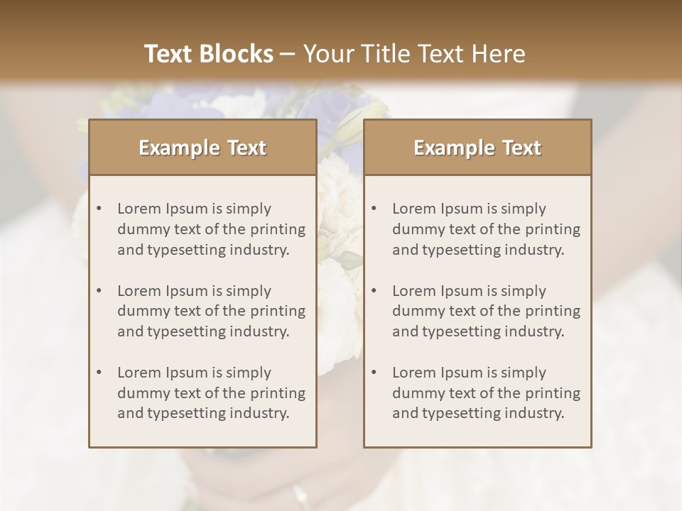 A Woman In A Wedding Dress Holding A Bouquet Of Flowers PowerPoint Template