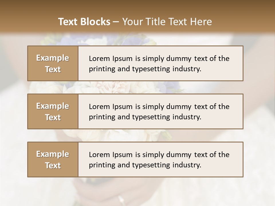 A Woman In A Wedding Dress Holding A Bouquet Of Flowers PowerPoint Template