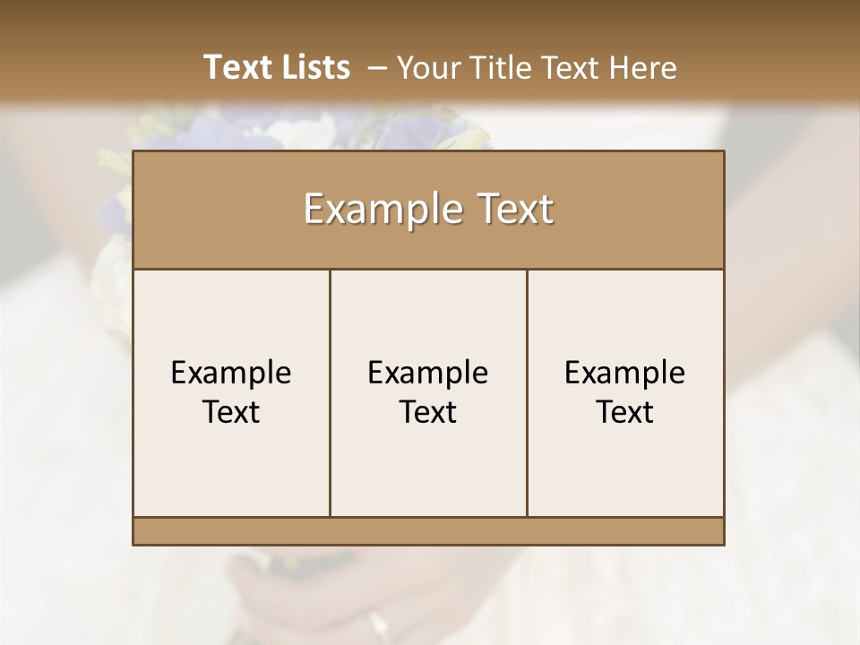 A Woman In A Wedding Dress Holding A Bouquet Of Flowers PowerPoint Template