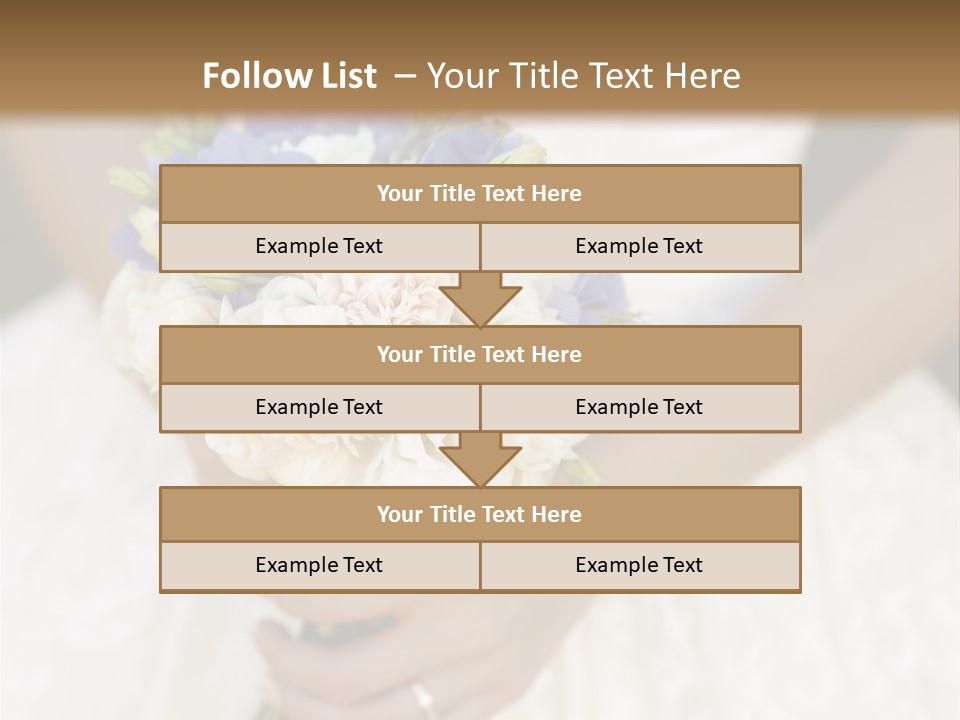 A Woman In A Wedding Dress Holding A Bouquet Of Flowers PowerPoint Template