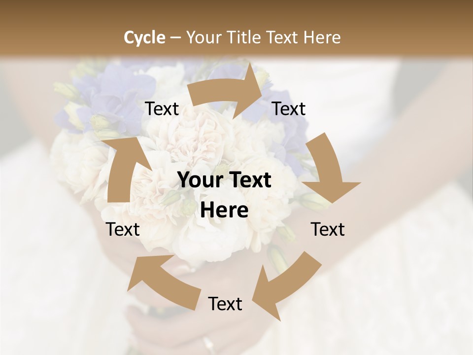 A Woman In A Wedding Dress Holding A Bouquet Of Flowers PowerPoint Template