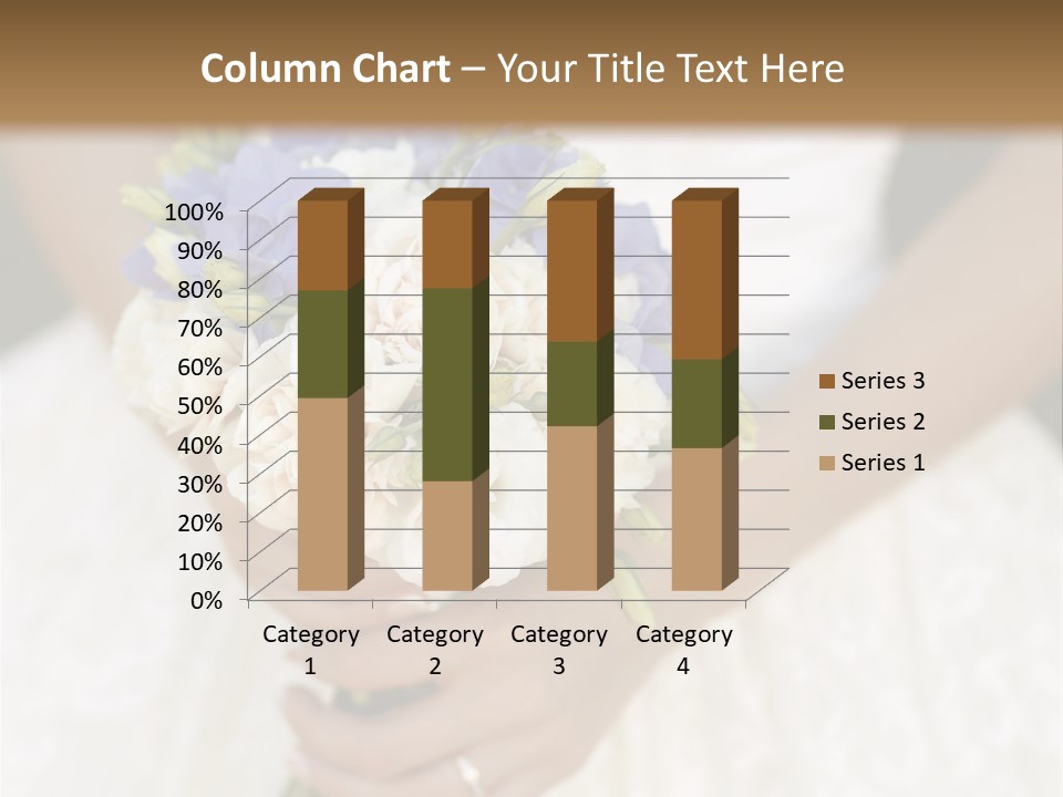 A Woman In A Wedding Dress Holding A Bouquet Of Flowers PowerPoint Template