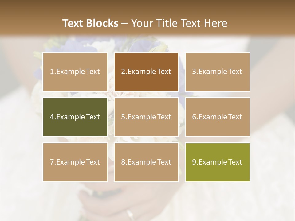 A Woman In A Wedding Dress Holding A Bouquet Of Flowers PowerPoint Template