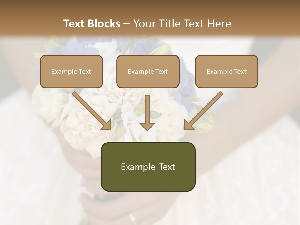 A Woman In A Wedding Dress Holding A Bouquet Of Flowers PowerPoint Template