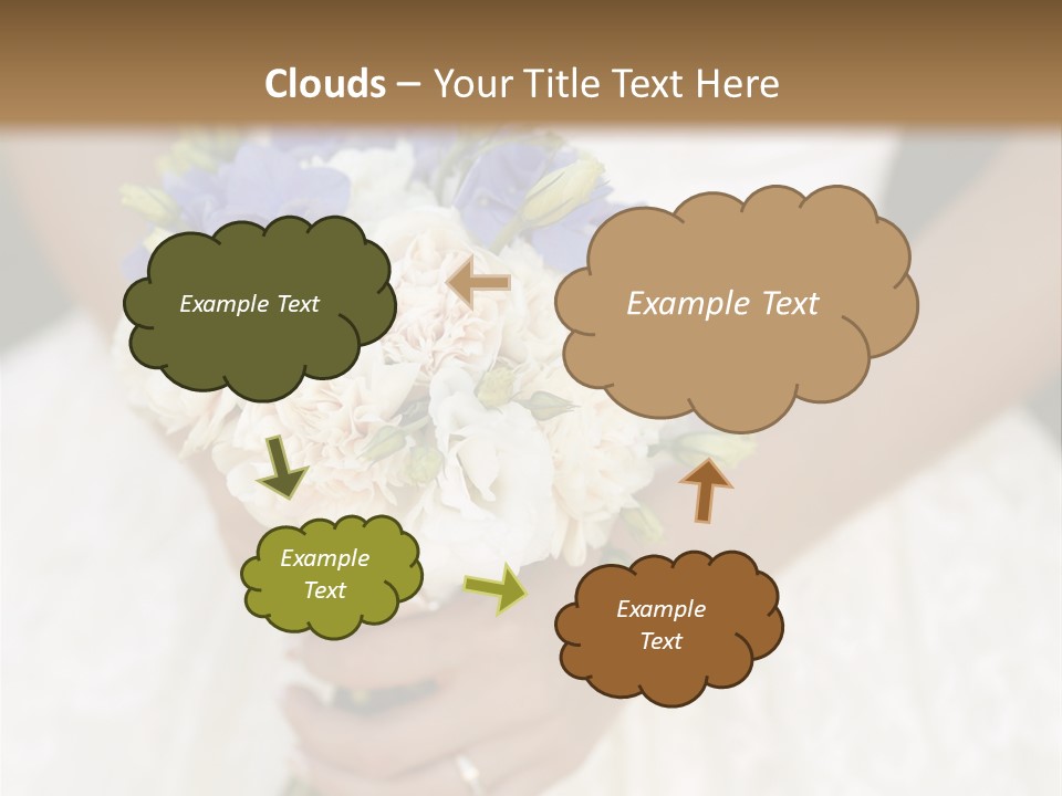 A Woman In A Wedding Dress Holding A Bouquet Of Flowers PowerPoint Template