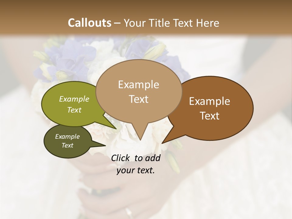 A Woman In A Wedding Dress Holding A Bouquet Of Flowers PowerPoint Template