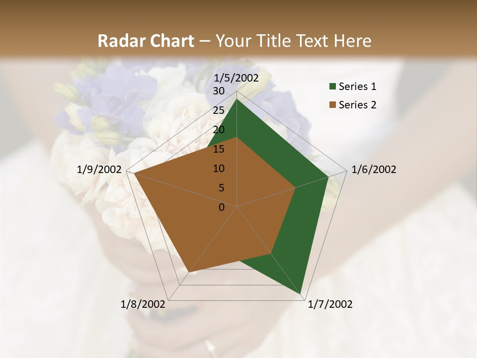 A Woman In A Wedding Dress Holding A Bouquet Of Flowers PowerPoint Template