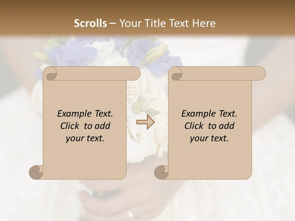 A Woman In A Wedding Dress Holding A Bouquet Of Flowers PowerPoint Template