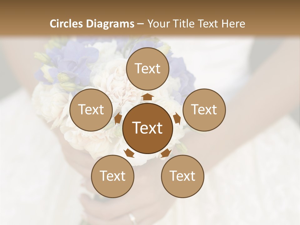 A Woman In A Wedding Dress Holding A Bouquet Of Flowers PowerPoint Template