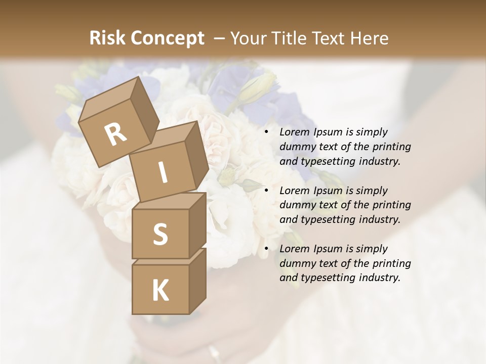 A Woman In A Wedding Dress Holding A Bouquet Of Flowers PowerPoint Template