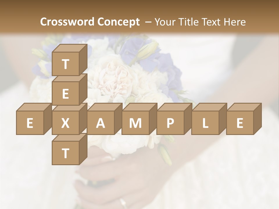 A Woman In A Wedding Dress Holding A Bouquet Of Flowers PowerPoint Template