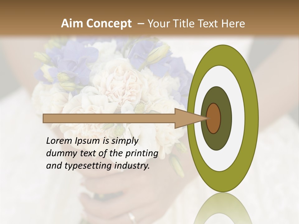 A Woman In A Wedding Dress Holding A Bouquet Of Flowers PowerPoint Template