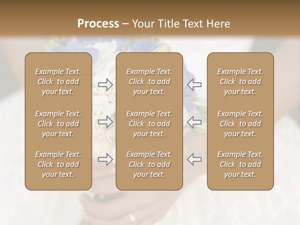 A Woman In A Wedding Dress Holding A Bouquet Of Flowers PowerPoint Template