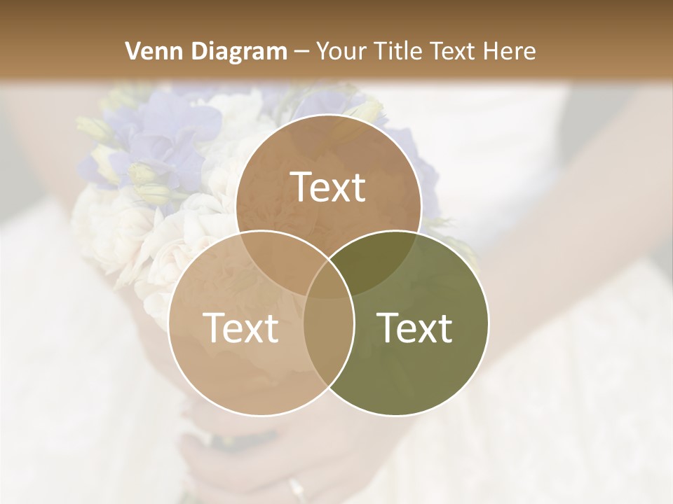 A Woman In A Wedding Dress Holding A Bouquet Of Flowers PowerPoint Template