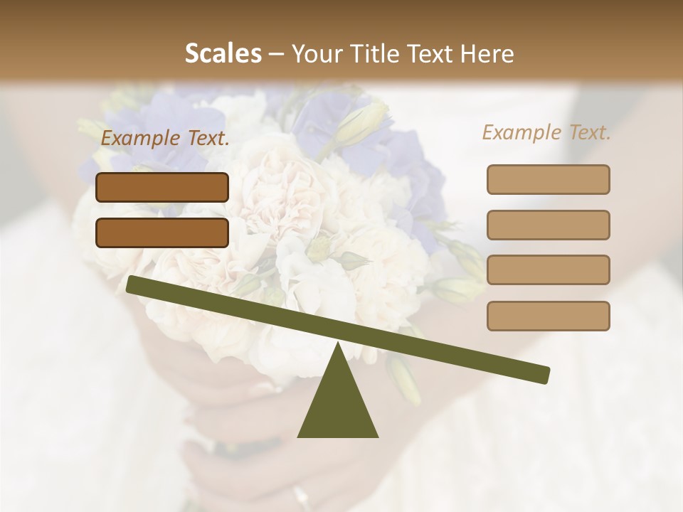 A Woman In A Wedding Dress Holding A Bouquet Of Flowers PowerPoint Template