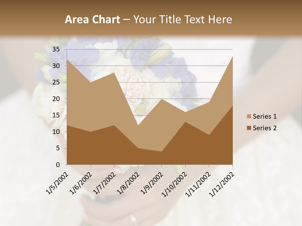 A Woman In A Wedding Dress Holding A Bouquet Of Flowers PowerPoint Template