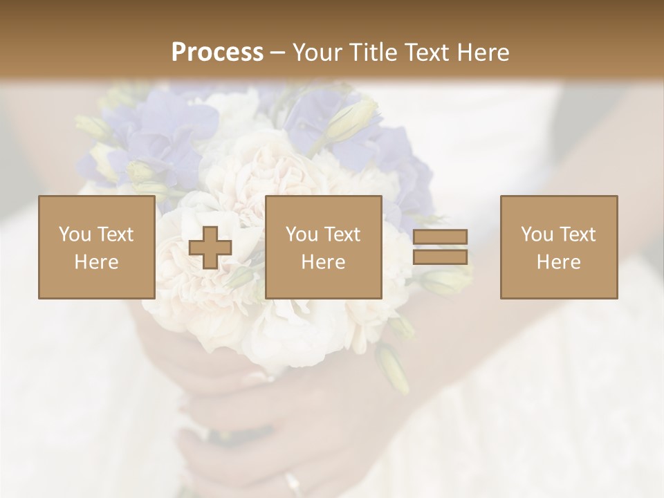 A Woman In A Wedding Dress Holding A Bouquet Of Flowers PowerPoint Template