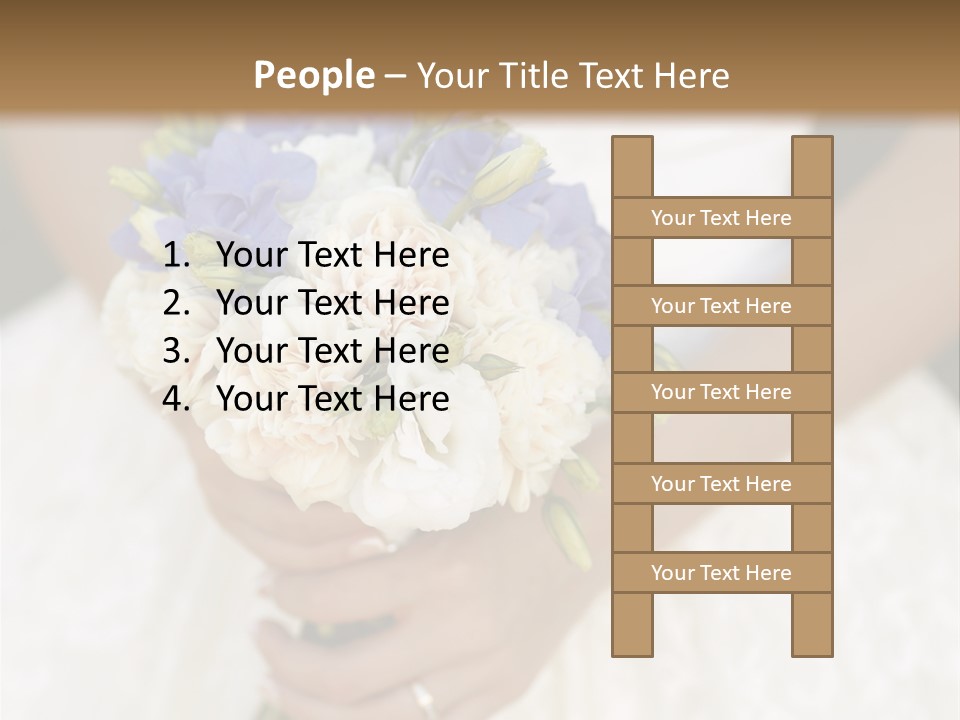 A Woman In A Wedding Dress Holding A Bouquet Of Flowers PowerPoint Template