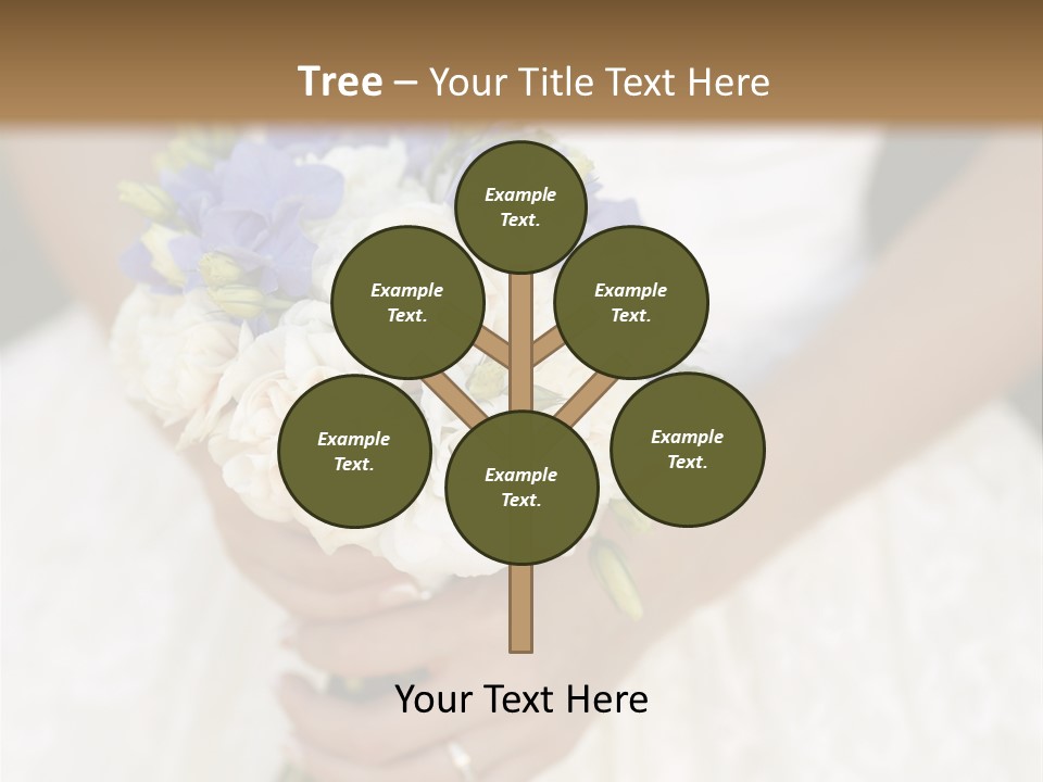 A Woman In A Wedding Dress Holding A Bouquet Of Flowers PowerPoint Template