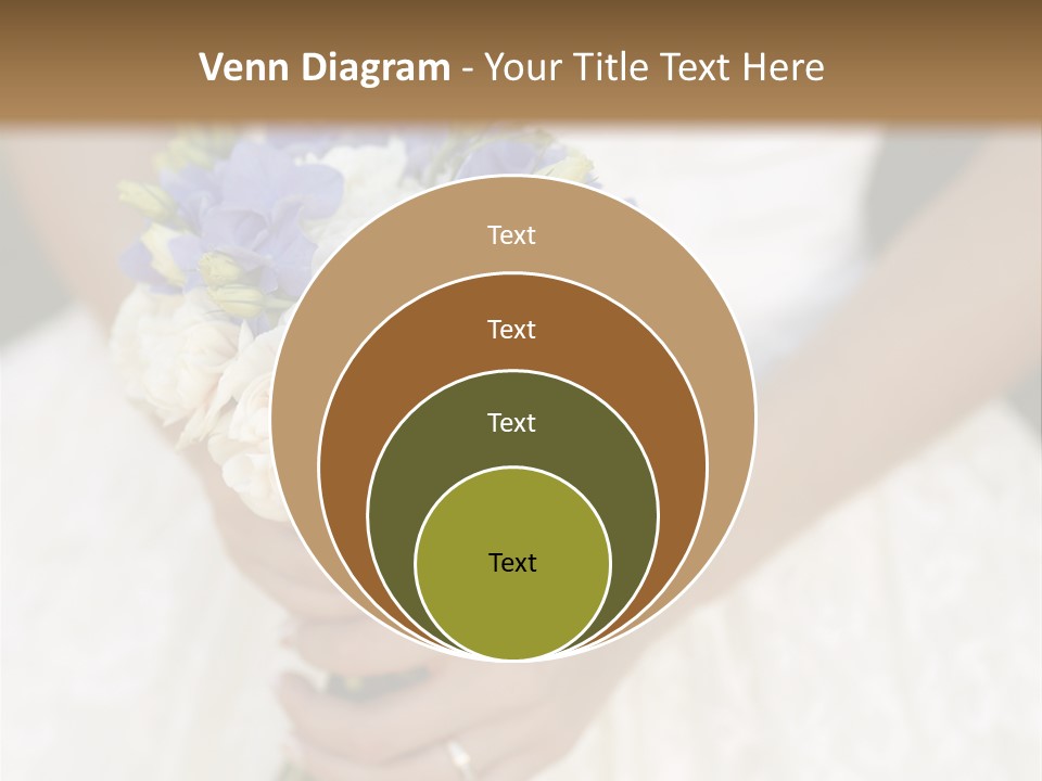 A Woman In A Wedding Dress Holding A Bouquet Of Flowers PowerPoint Template