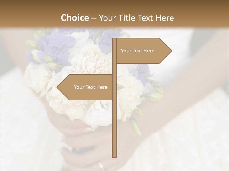 A Woman In A Wedding Dress Holding A Bouquet Of Flowers PowerPoint Template