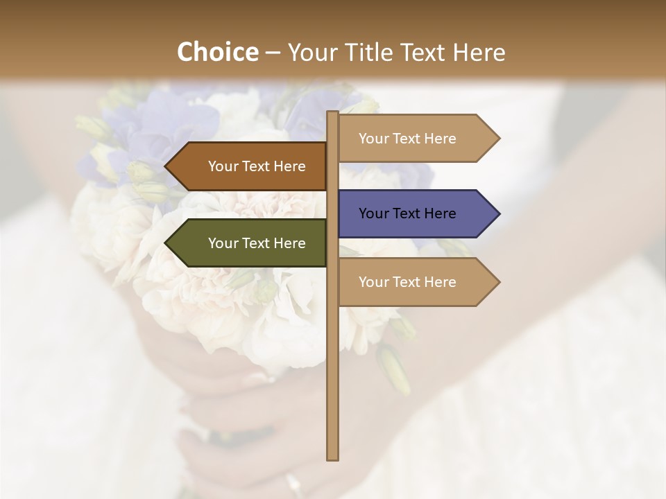 A Woman In A Wedding Dress Holding A Bouquet Of Flowers PowerPoint Template