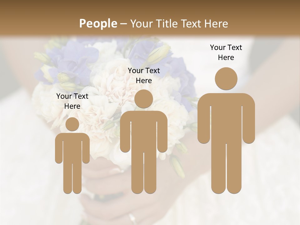 A Woman In A Wedding Dress Holding A Bouquet Of Flowers PowerPoint Template