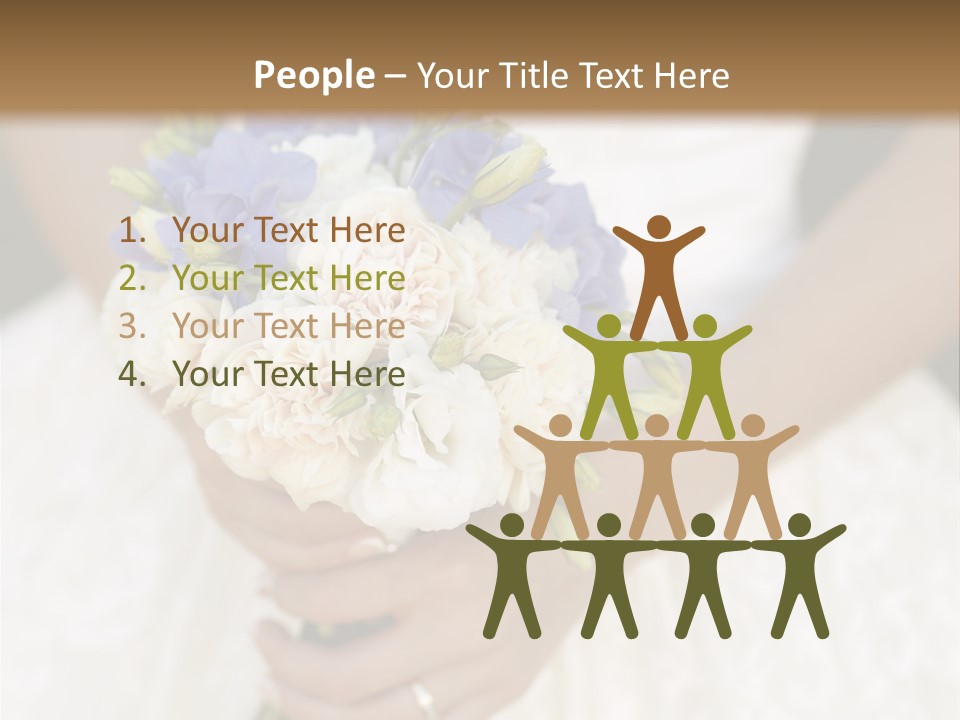 A Woman In A Wedding Dress Holding A Bouquet Of Flowers PowerPoint Template
