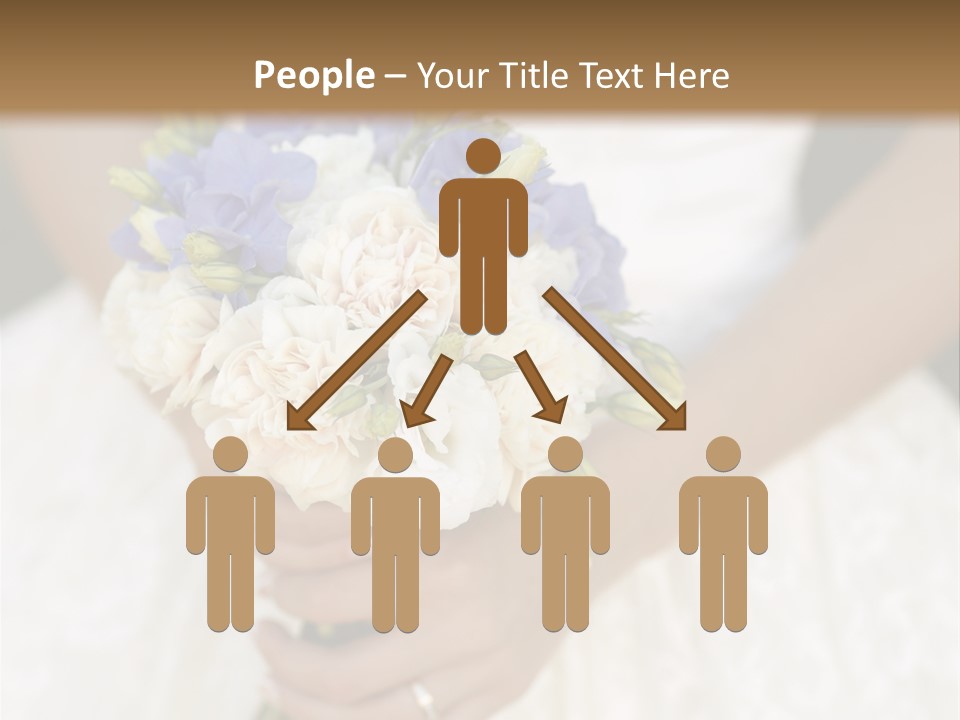 A Woman In A Wedding Dress Holding A Bouquet Of Flowers PowerPoint Template