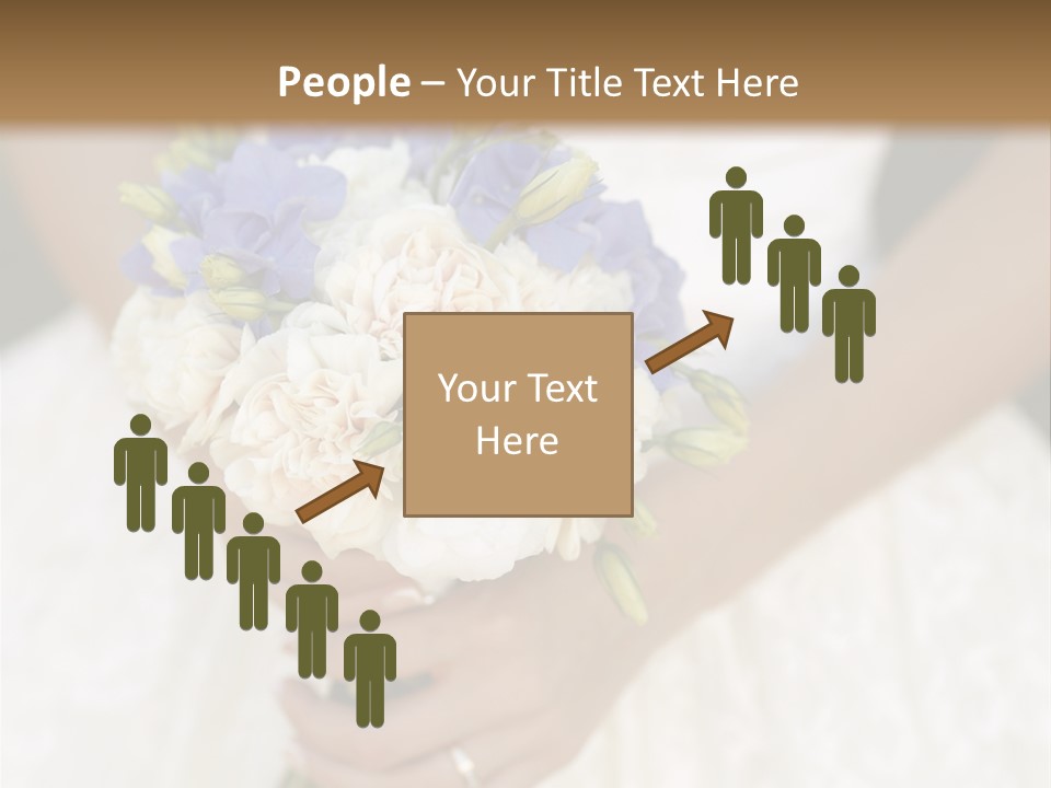 A Woman In A Wedding Dress Holding A Bouquet Of Flowers PowerPoint Template
