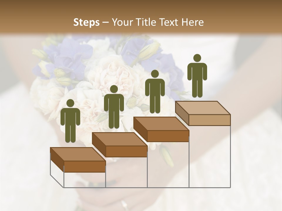 A Woman In A Wedding Dress Holding A Bouquet Of Flowers PowerPoint Template