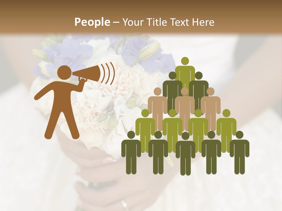 A Woman In A Wedding Dress Holding A Bouquet Of Flowers PowerPoint Template