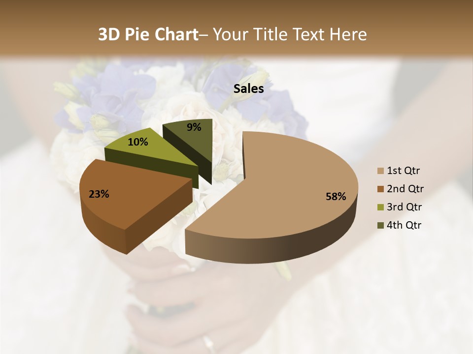 A Woman In A Wedding Dress Holding A Bouquet Of Flowers PowerPoint Template