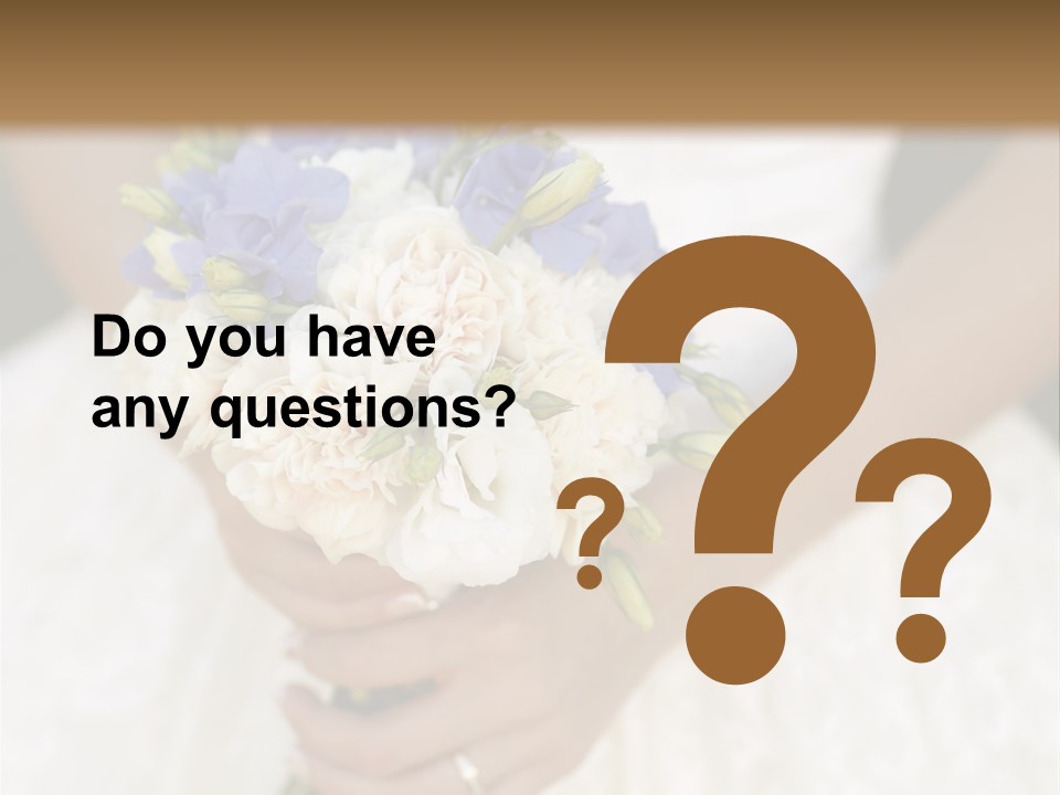 A Woman In A Wedding Dress Holding A Bouquet Of Flowers PowerPoint Template