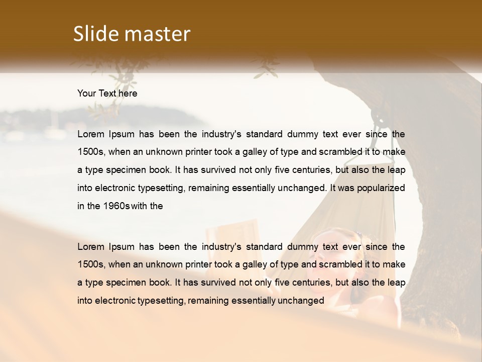 A Woman Laying In A Hammock On The Beach PowerPoint Template