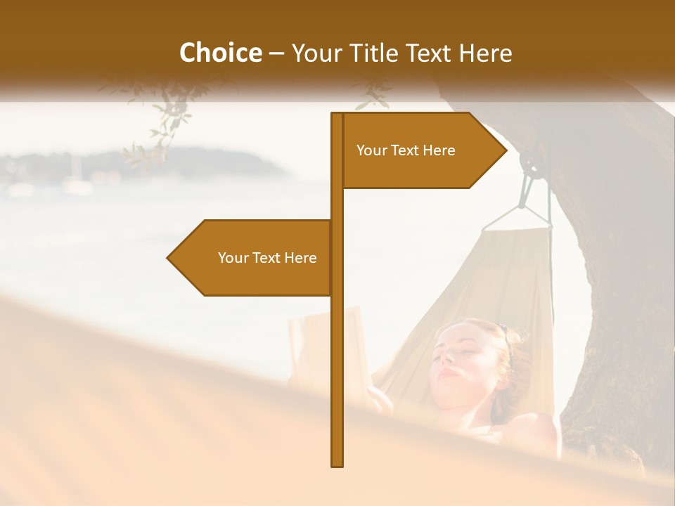 A Woman Laying In A Hammock On The Beach PowerPoint Template