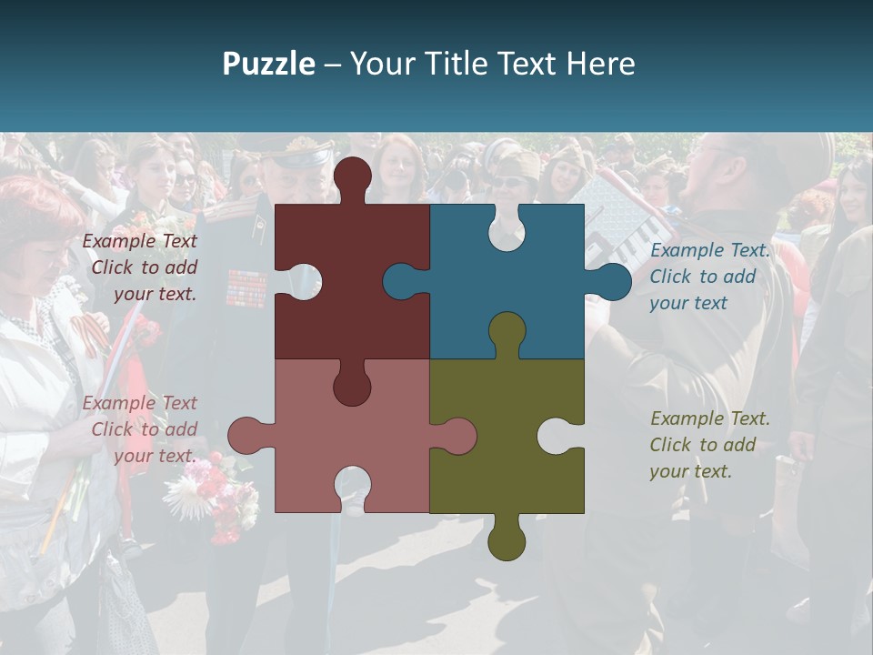 A Group Of People Standing Around Each Other PowerPoint Template