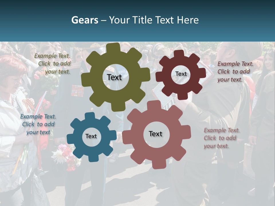 A Group Of People Standing Around Each Other PowerPoint Template