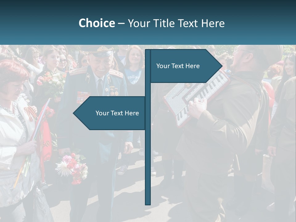 A Group Of People Standing Around Each Other PowerPoint Template