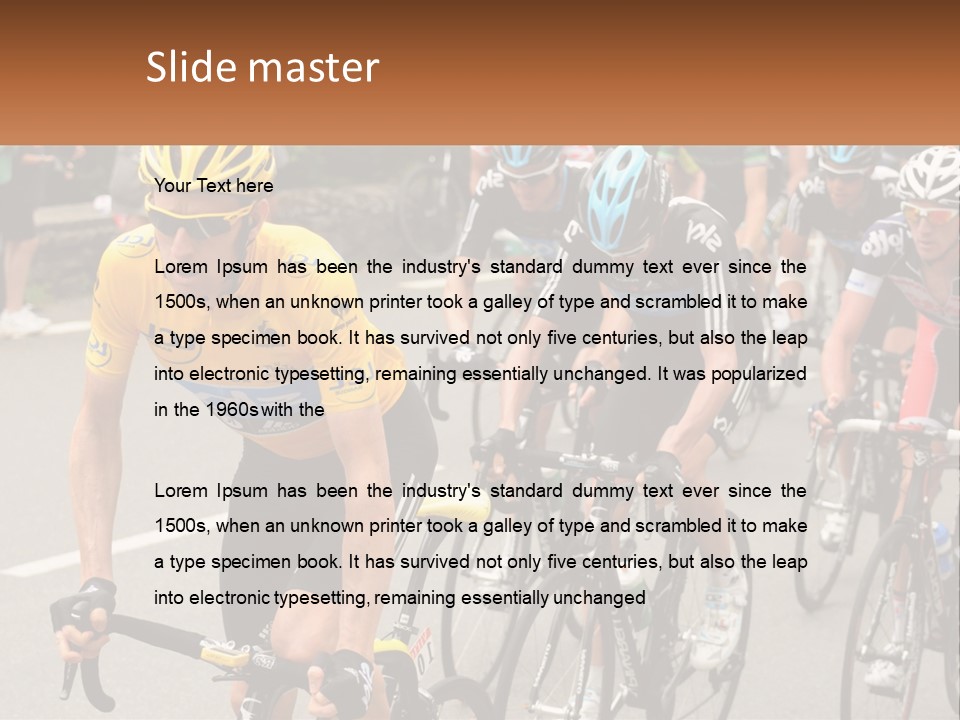 A Group Of People Riding Bikes Down A Street PowerPoint Template