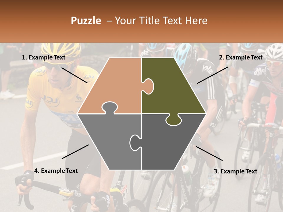 A Group Of People Riding Bikes Down A Street PowerPoint Template